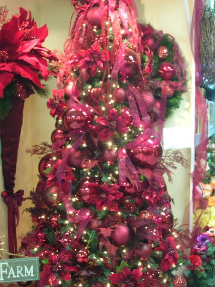 Plum, rose, red and burgandy tone give a twist to this tree.